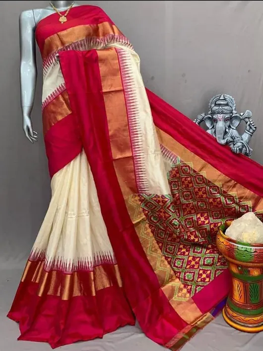 Ikat Silk Print Saree Elegant Handwoven Traditional Saree with Vibrant Patterns, Perfect for Festivals, Weddings